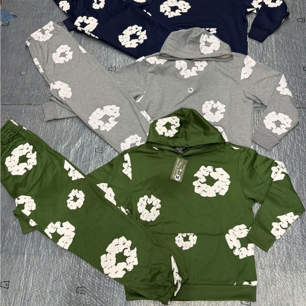 Green and Gray Hoodie and Jogger Set